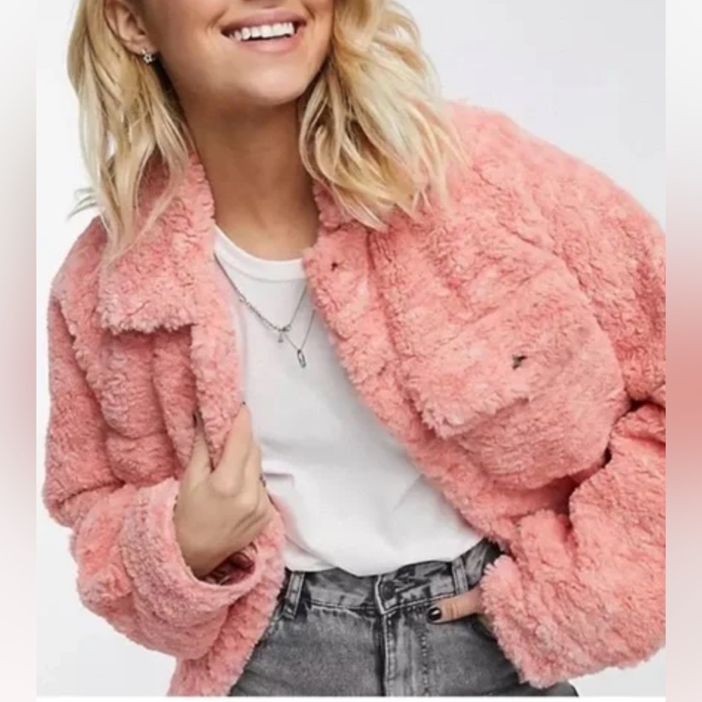 We The Free Teddy Swing Jacket in Pink Large Retail $128